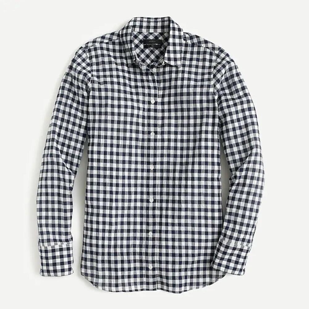 Classic Blue & White Gingham Button-Up Shirt - Women